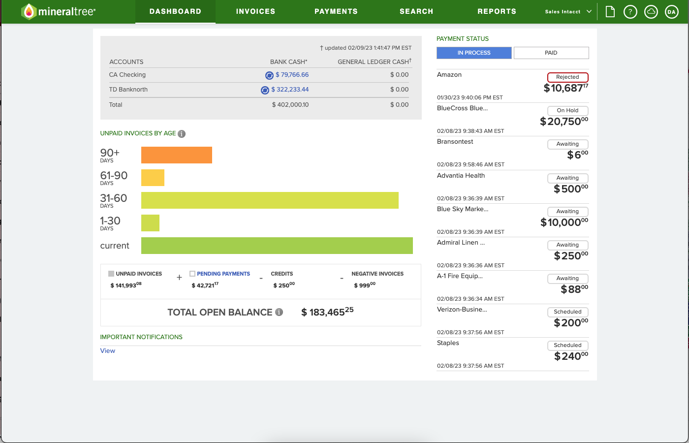 Accounting Manager Dashboard
