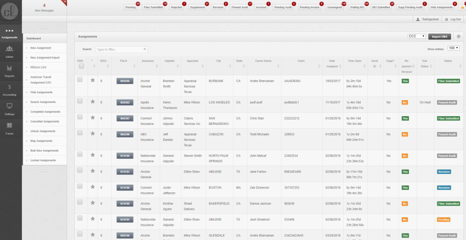 Claim Leader screenshot: Claim Leader dashboard screenshot