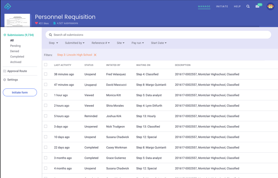 Informed K12 screenshot: Informed K12 personnel requisitions
