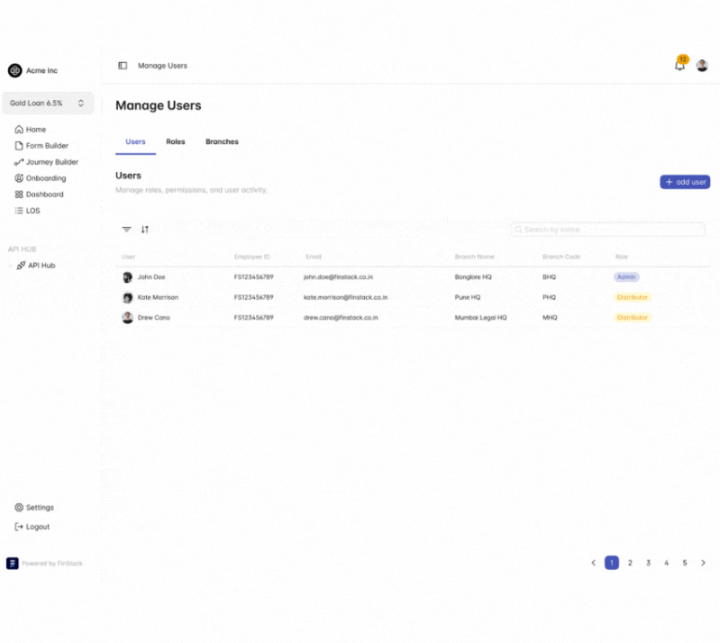 FinStack Software - FinStack user management