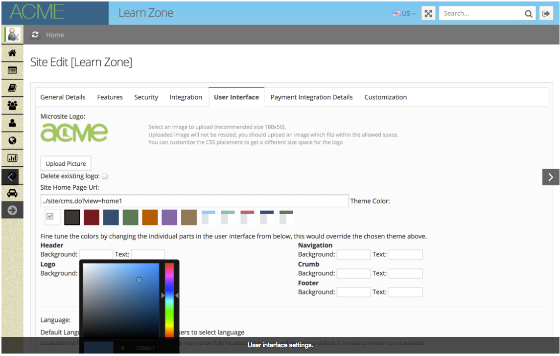 Customize microsite logo