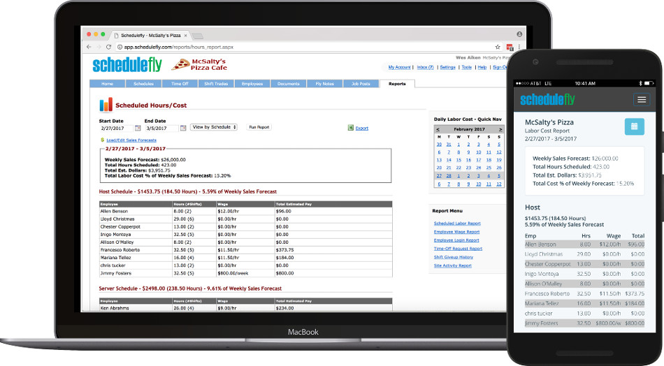 Keep an eye on what your scheduled labor costs. Quickly view labor costs as the schedule is built and changes throughout the week. Keep tabs on labor costs as a % of your sales forecasts.