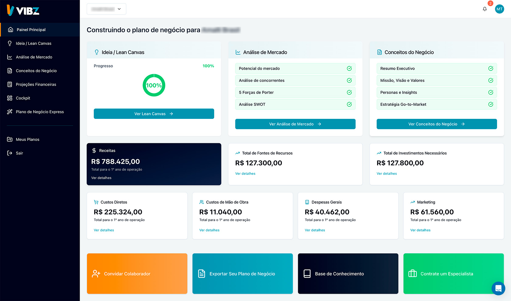 Vibz screenshot: Vibz dashboard