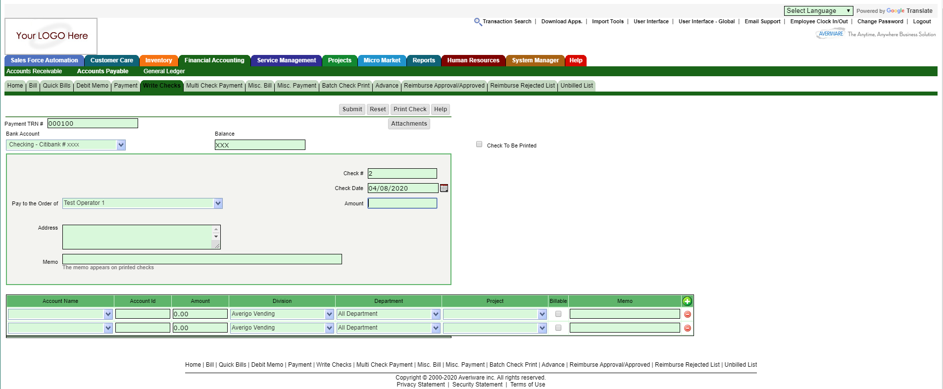 Averiware Software - Averiware Integrated Invoicing