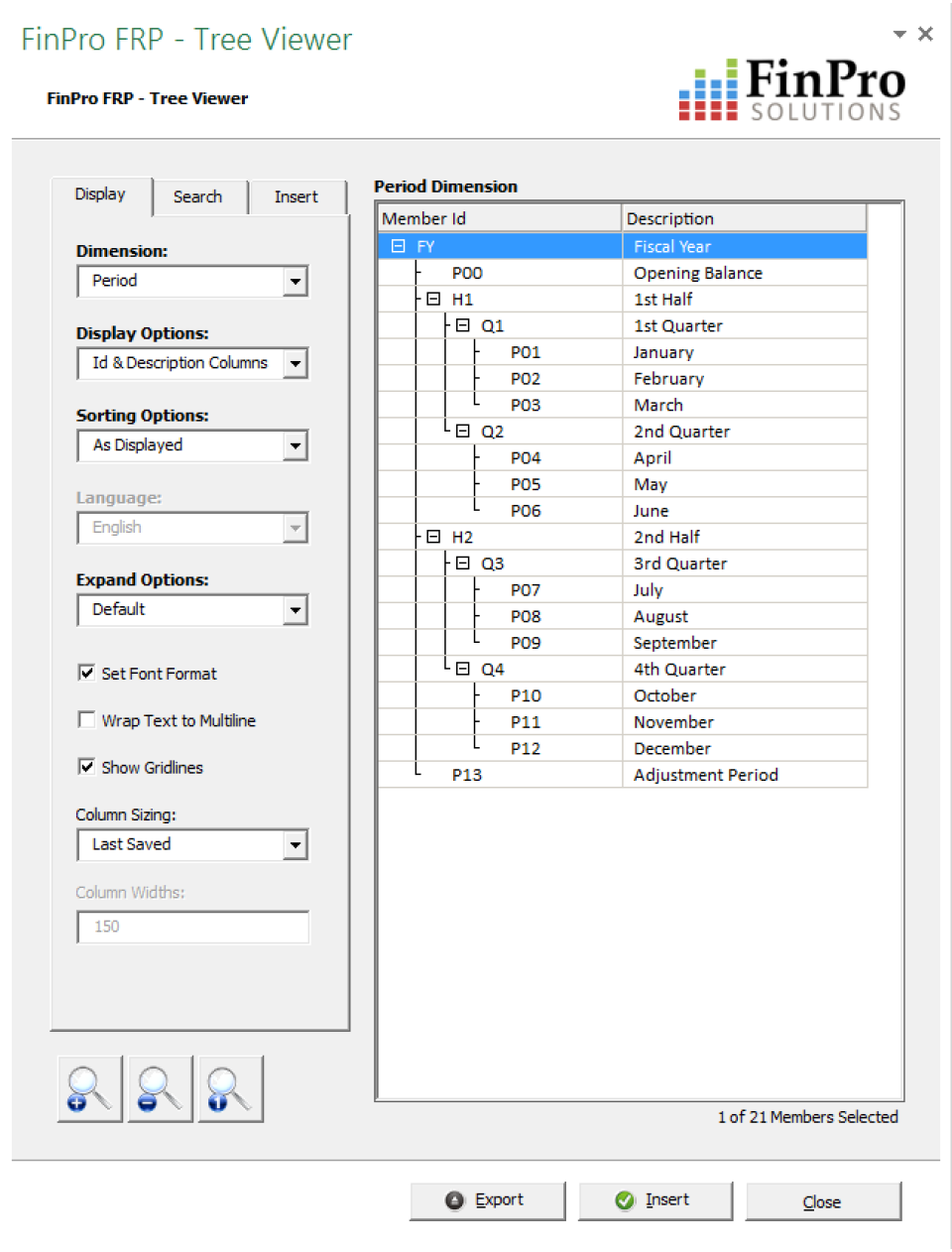 Tree Viewer for filtering the display of data via intuitive dropdown controls
