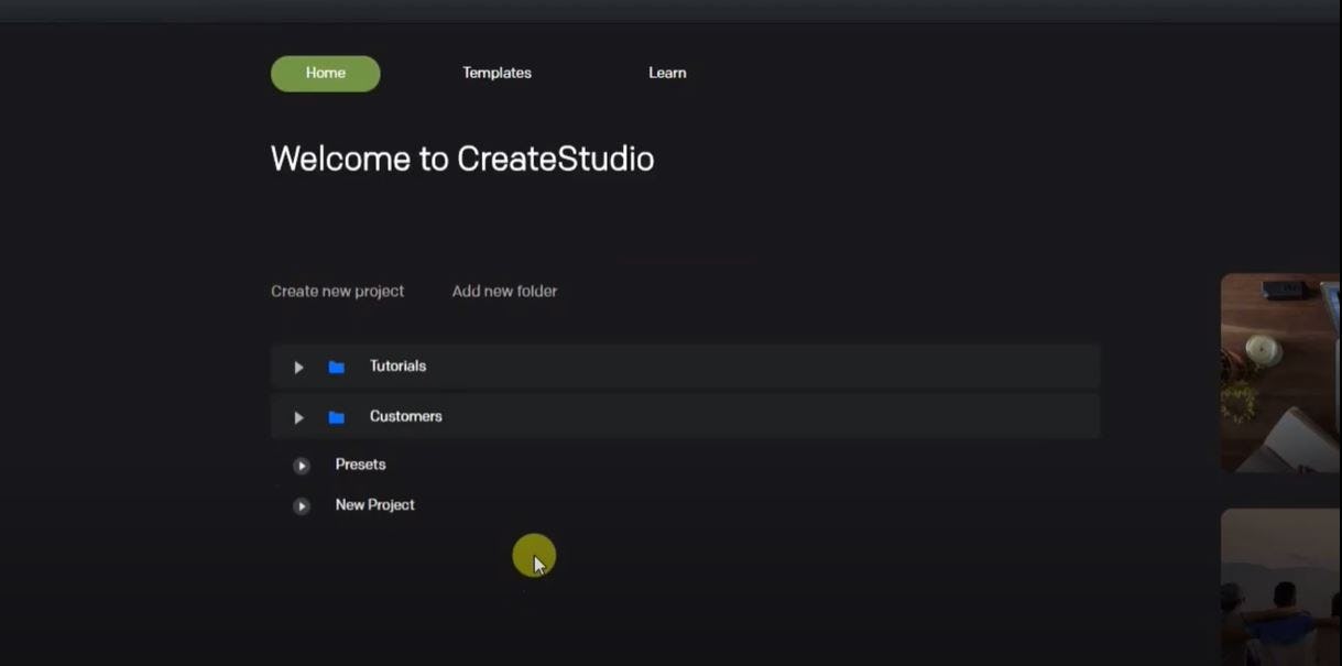 CreateStudio Software - CreateStudio project creation