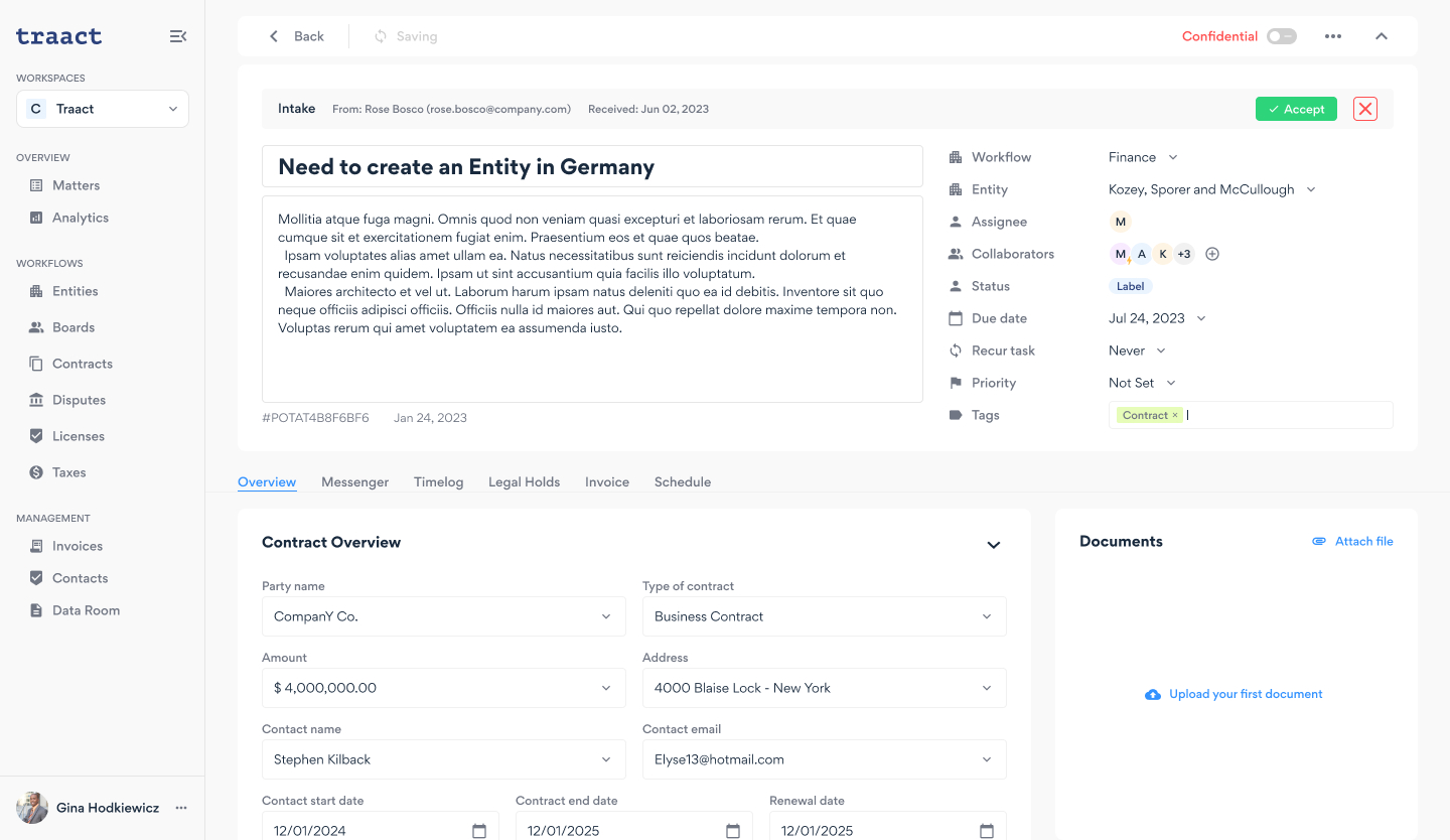 Traact screenshot: Contract management made easy