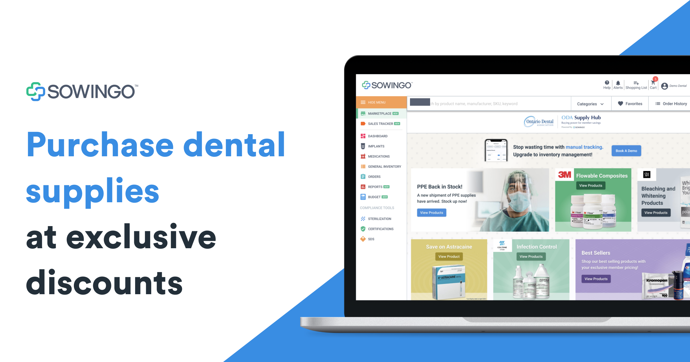 Sowingo Software - Whether you operate a dental, dental specialist or medical office, Sowingo will help you save time and money with an integrated shopping and inventory solution in one easy-to-use platform.