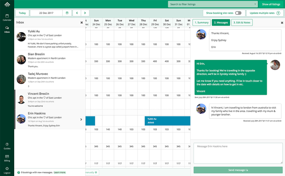 Uplisting Software - See any unread messages and reply to guests directly within Uplisting