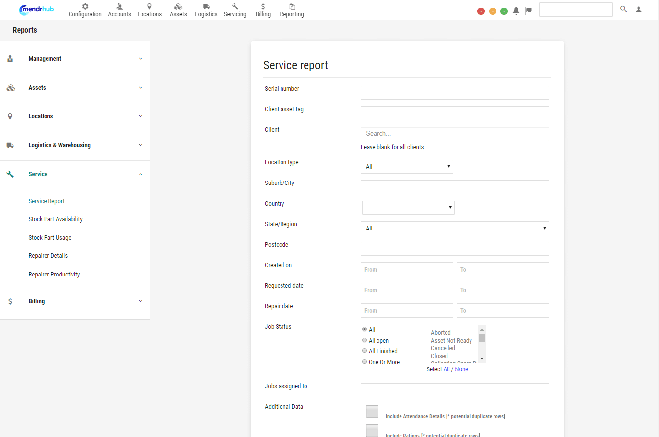 mendrhub Software - mendrhub service report detail