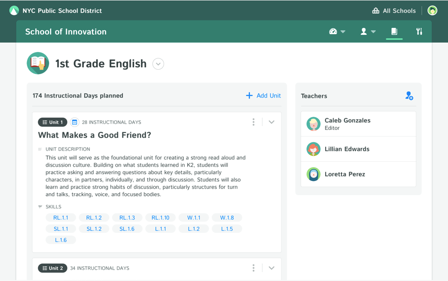 Kiddom Software - Import or build curriculum, and share school-wide