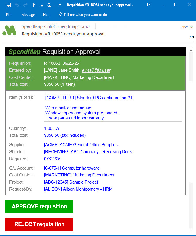 Approve Requisitions via email or log into SpendMap on your phone, tablet or desktop computer.