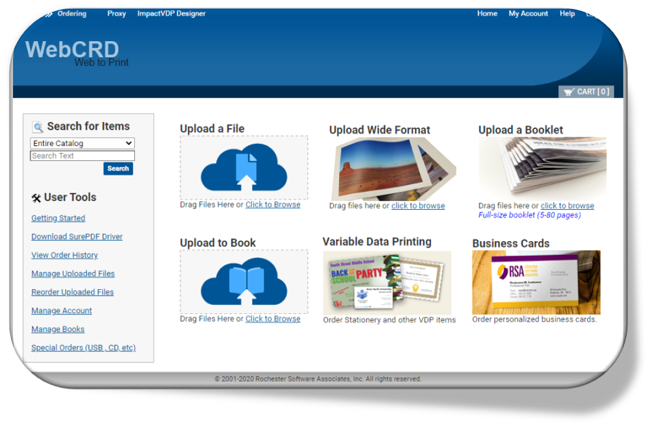 WebCRD screenshot: WebCRD ordering home page