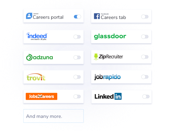 Jobsoid screenshot: Advertise your job openings on free job boards and social media networks. Sponsor your jobs on premium job boards and expand your reach even better!
