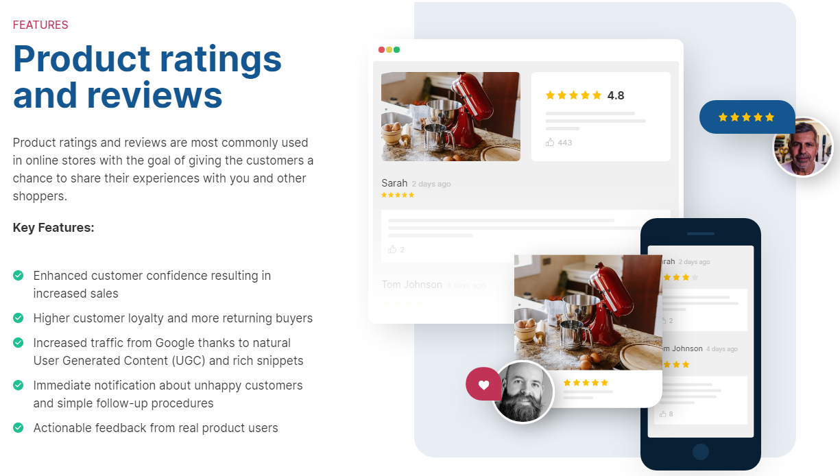 Product ratings and reviews