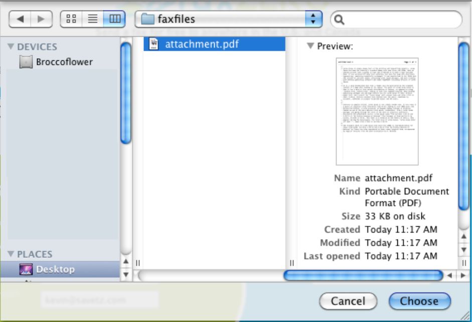 FaxZero screenshot: FaxZero preview functionality