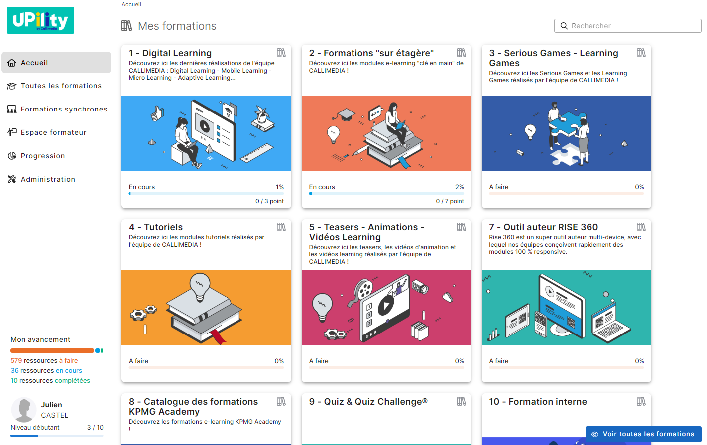 UPility screenshot: UPility user interface dashboard