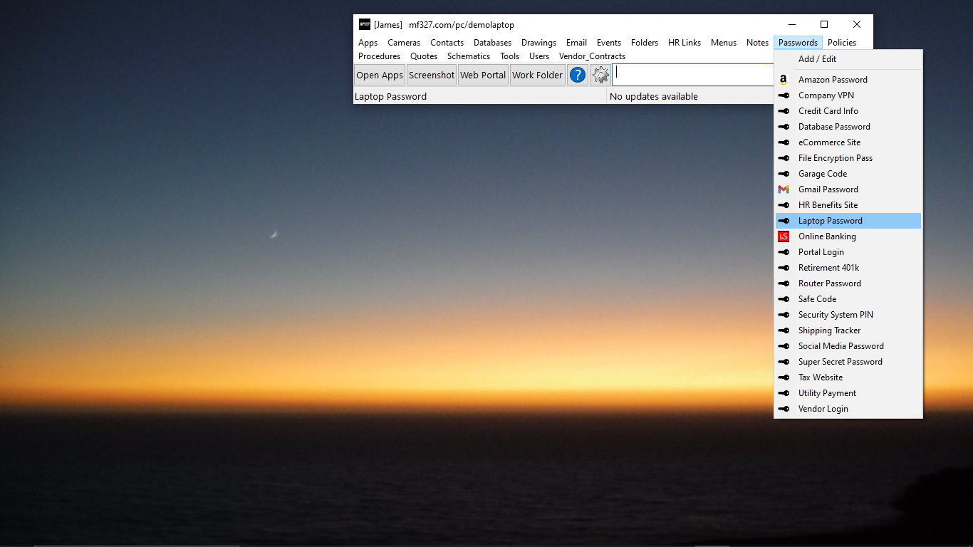MF327 screenshot: PC User Interface
