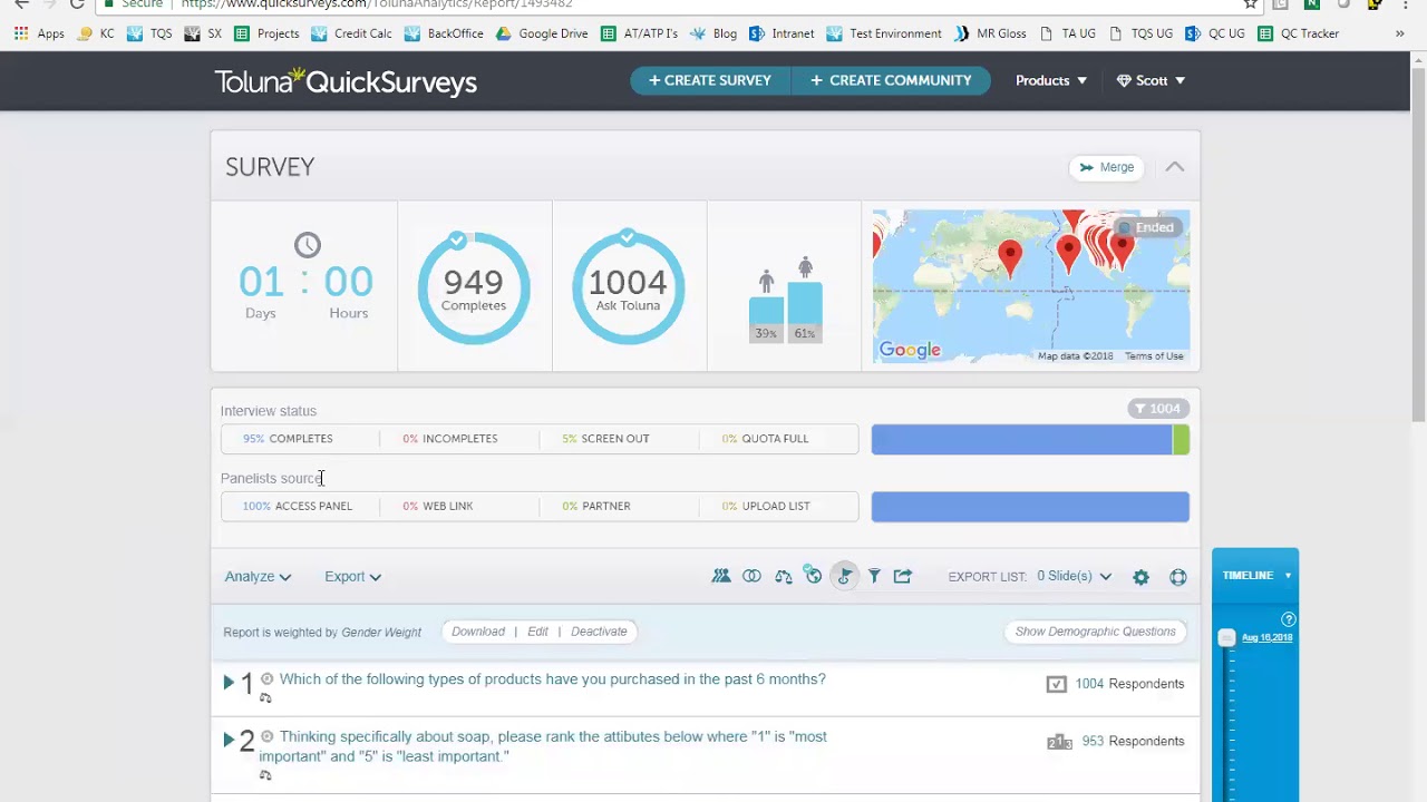 QuickSurveys analytics screenshot