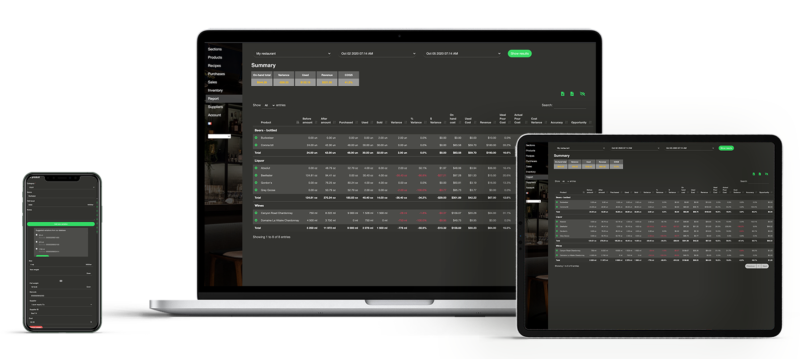 RapidBar screenshot: RapidBar restaurant inventory app screenshot