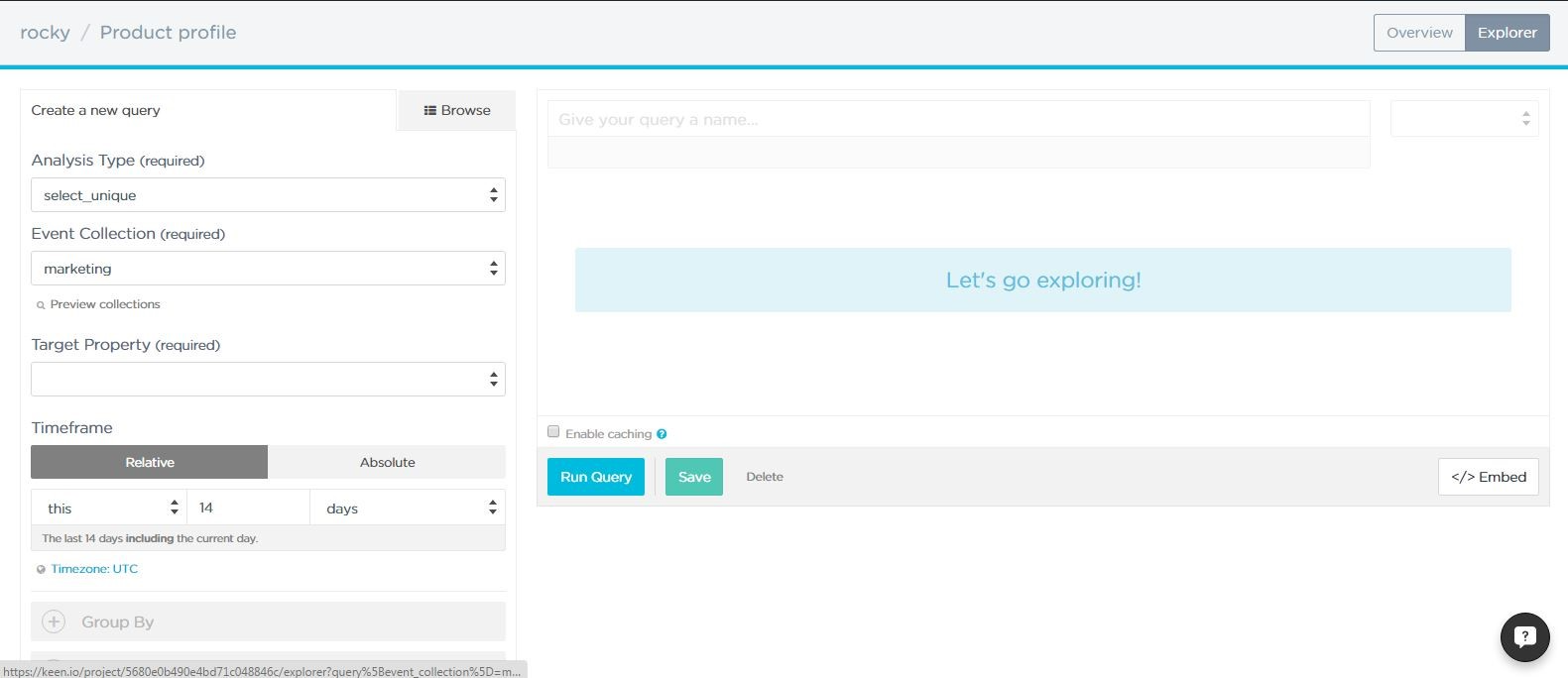 Keen IO Software - Keen - Create new query