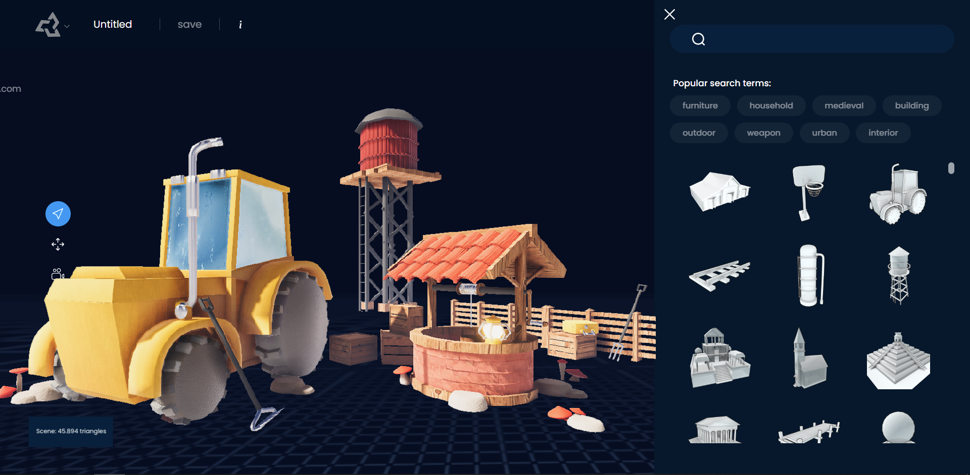 Sloyd screenshot: Sloyd Create scenes from out of hundreds of available generators