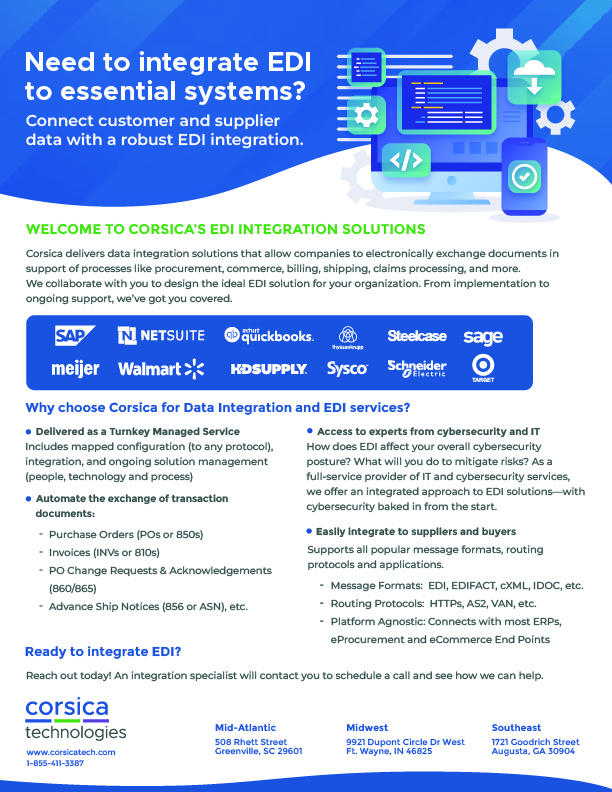 Corsica Integration Cloud screenshot: Corsica data integration EDI brochure