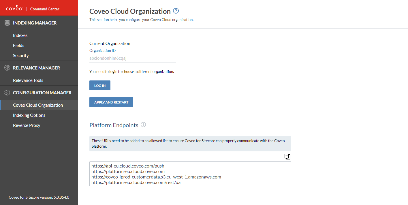 Coveo Relevance Cloud Software - Coveo Relevance Cloud command center