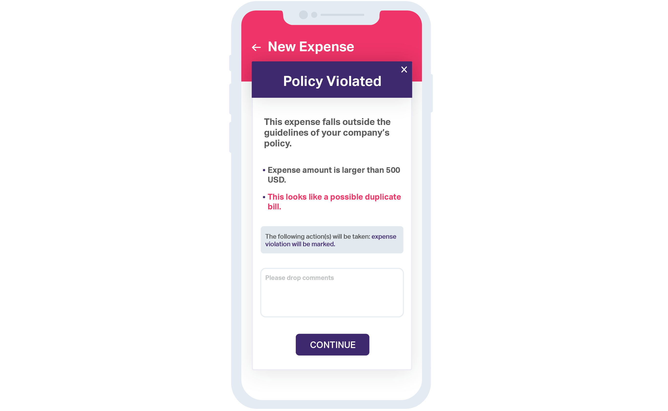Fyle's policy engine detects policy violations in real-time and prompts users to add comments before submitting the expense. Faster processing, reduced manual work and fewer back and forth conversations. More data gives you more control and visibility.