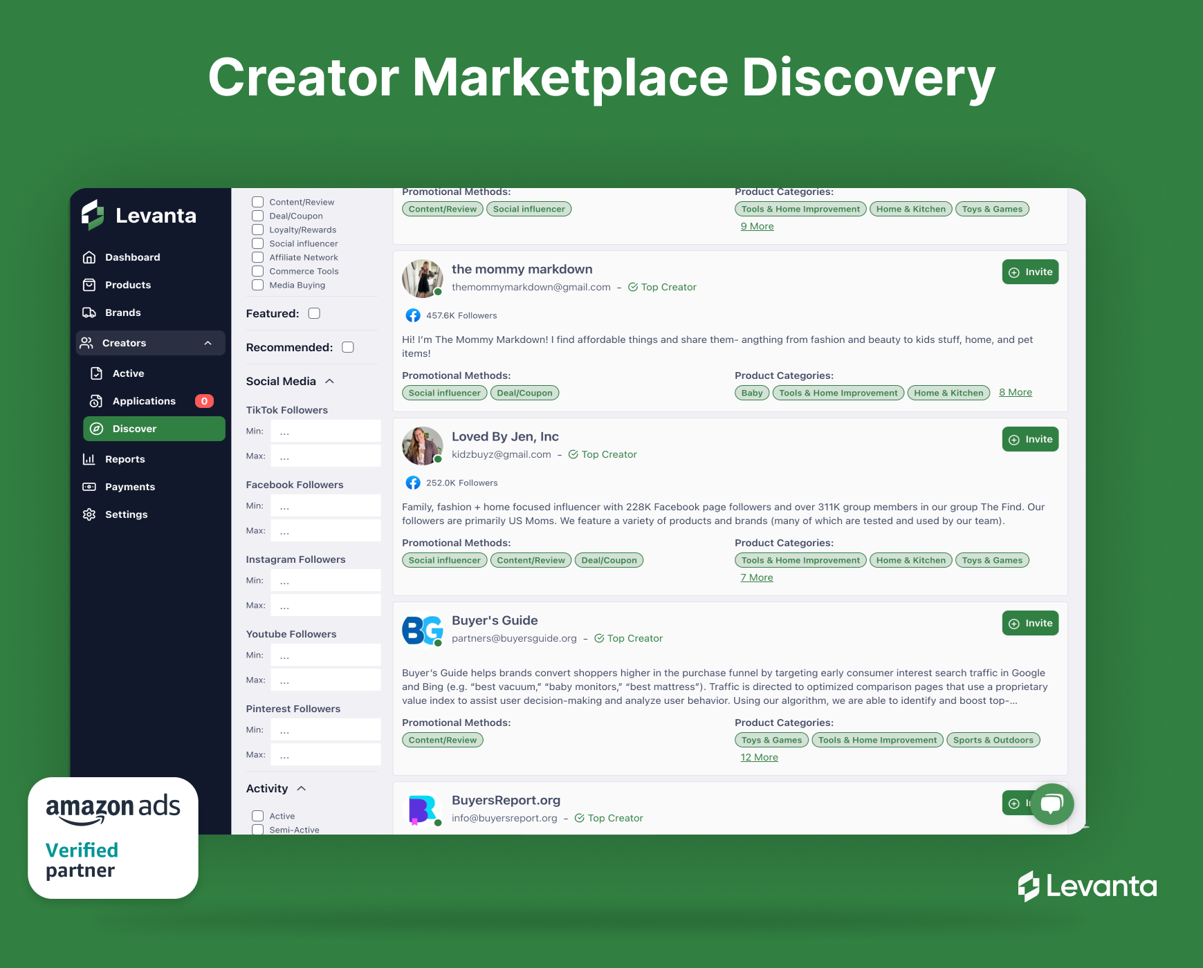 Creator Marketplace Dashboard