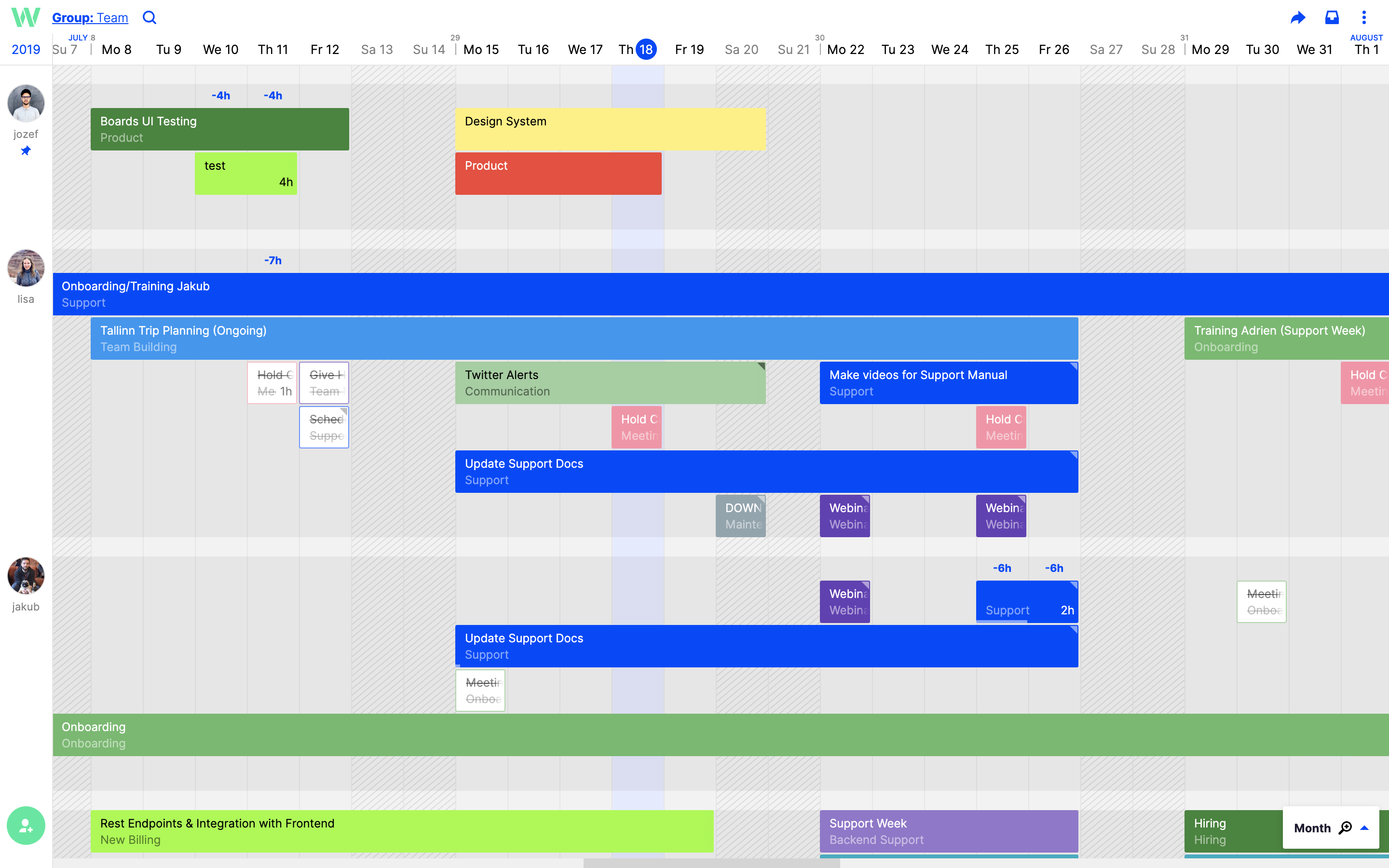 Toggl Plan team management