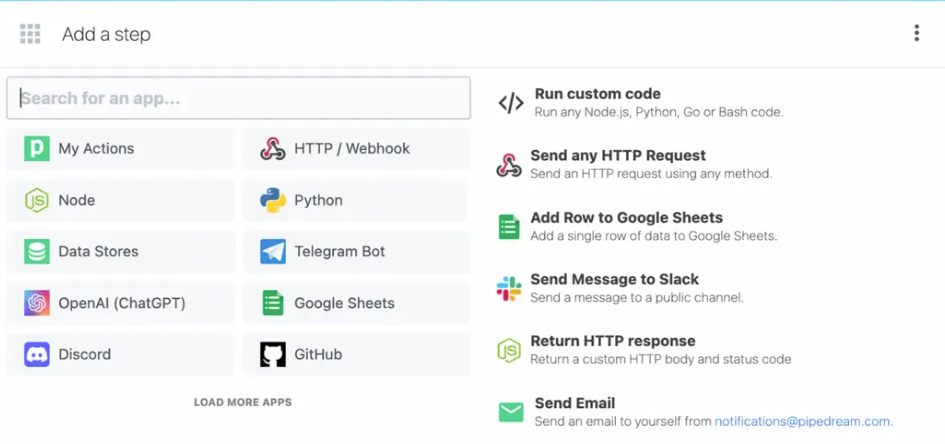 Pipedream screenshot: Pipedream integration