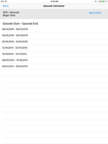Alora Plus on iOS features the 60-day Episode Calculator