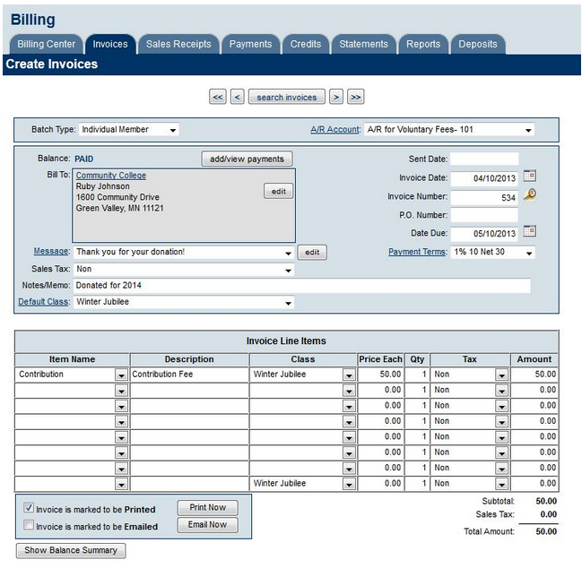ChamberMaster billing