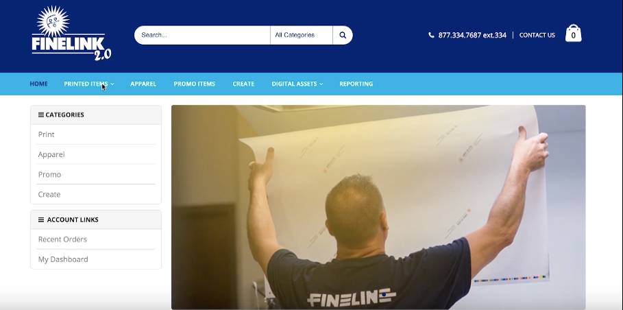 Finelink screenshot: A range of printed items can be created using Finelink 2.0