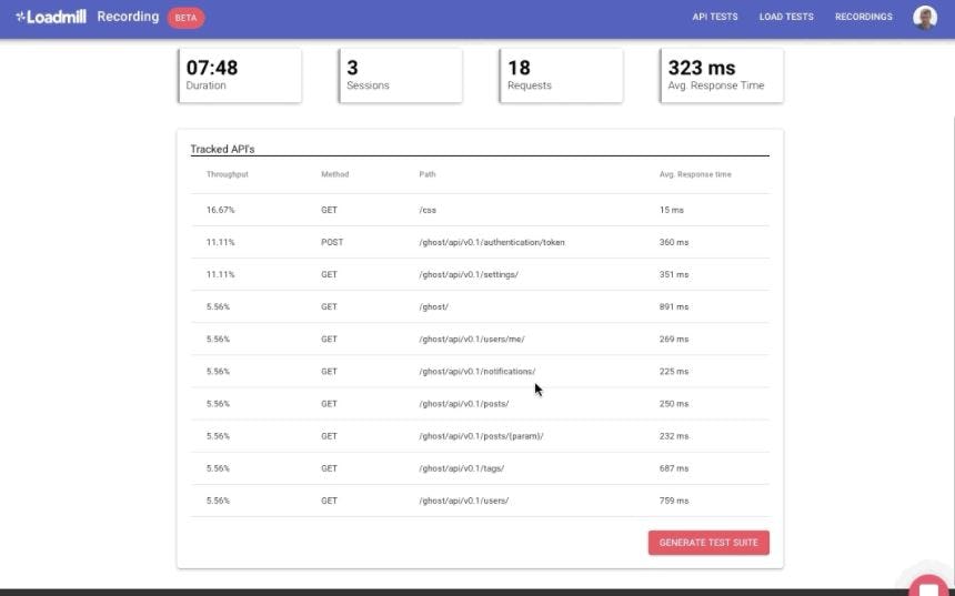 Loadmill Software - Loadmill recording