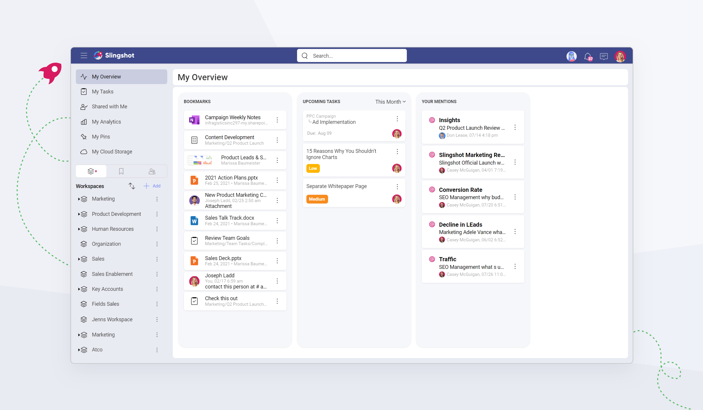 Easily manage, share and access files and documents with your team in the same place collaboration happens.