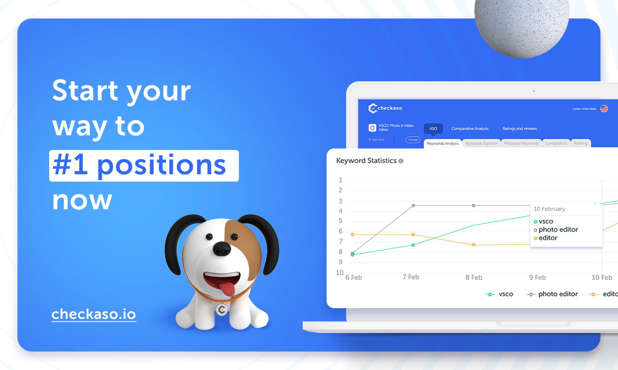 Checkaso Comparative Analysis helps to compare different versions of your app or your app with competitors. This way, you can find new ways to improve your ASO.