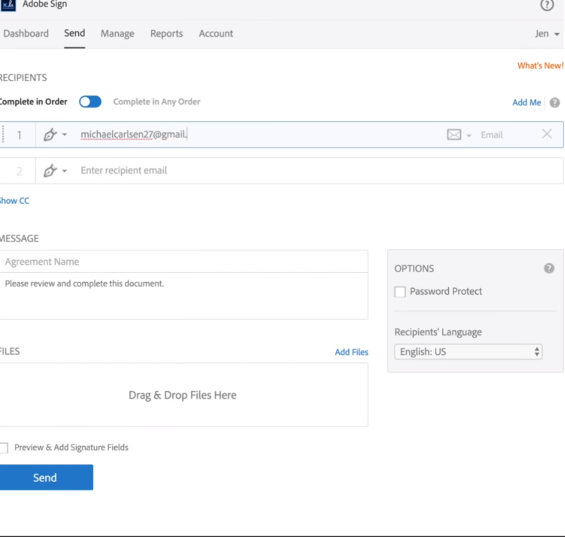 Adobe Sign send document