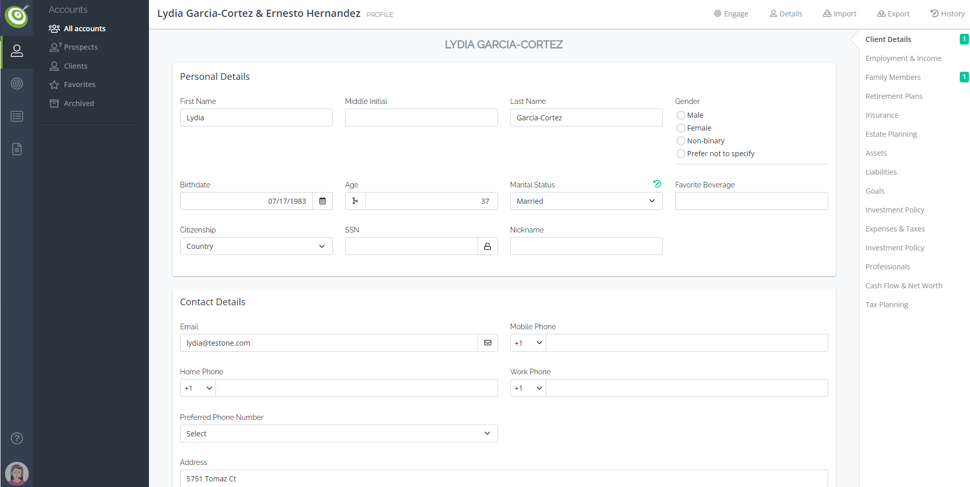 PreciseFP screenshot: Sample Profile