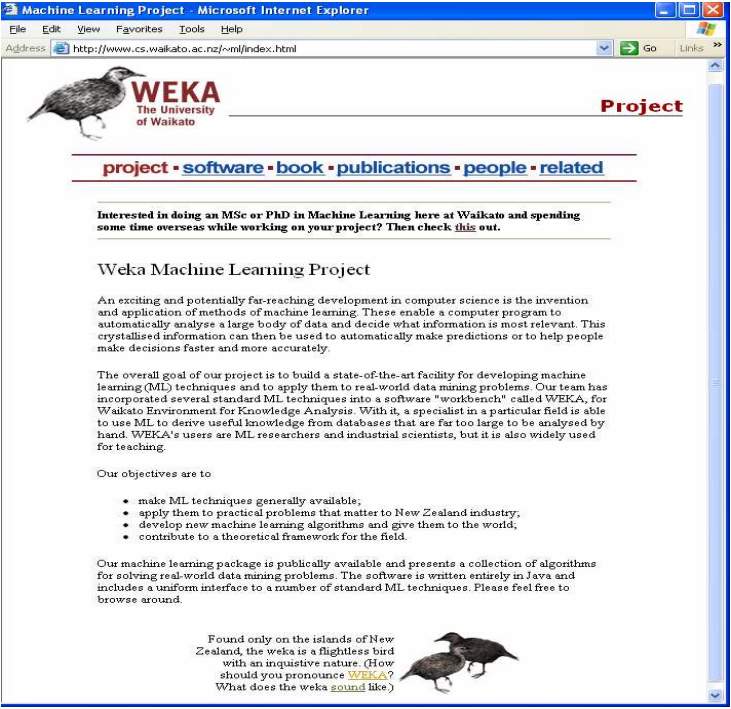 Weka machine learning project details