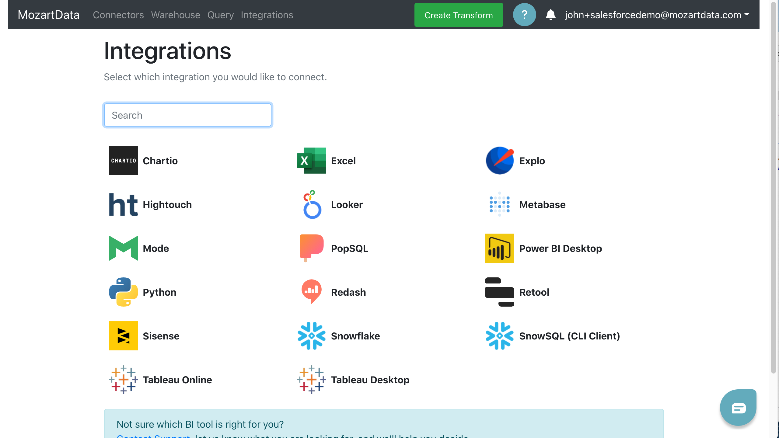 Mozart Data Software - Connect to your favorite BI tools for analysis and data visualization
