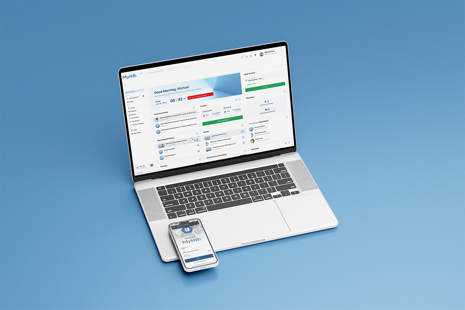 MyHR 724 screenshot: MyHR 724 Web&Mobile Dashboard