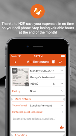 N2F  screenshot: Upload and save expenses while on-the-go using the native mobile app