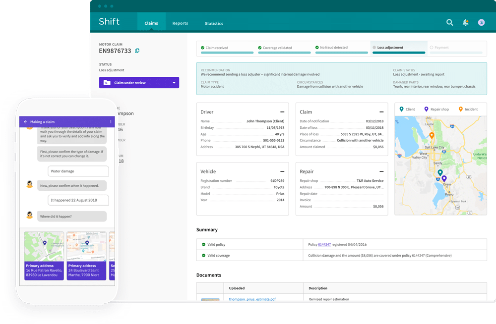 P&C Claims Intake Decisions screenshot: P&C Claims Intake Decisions claims
