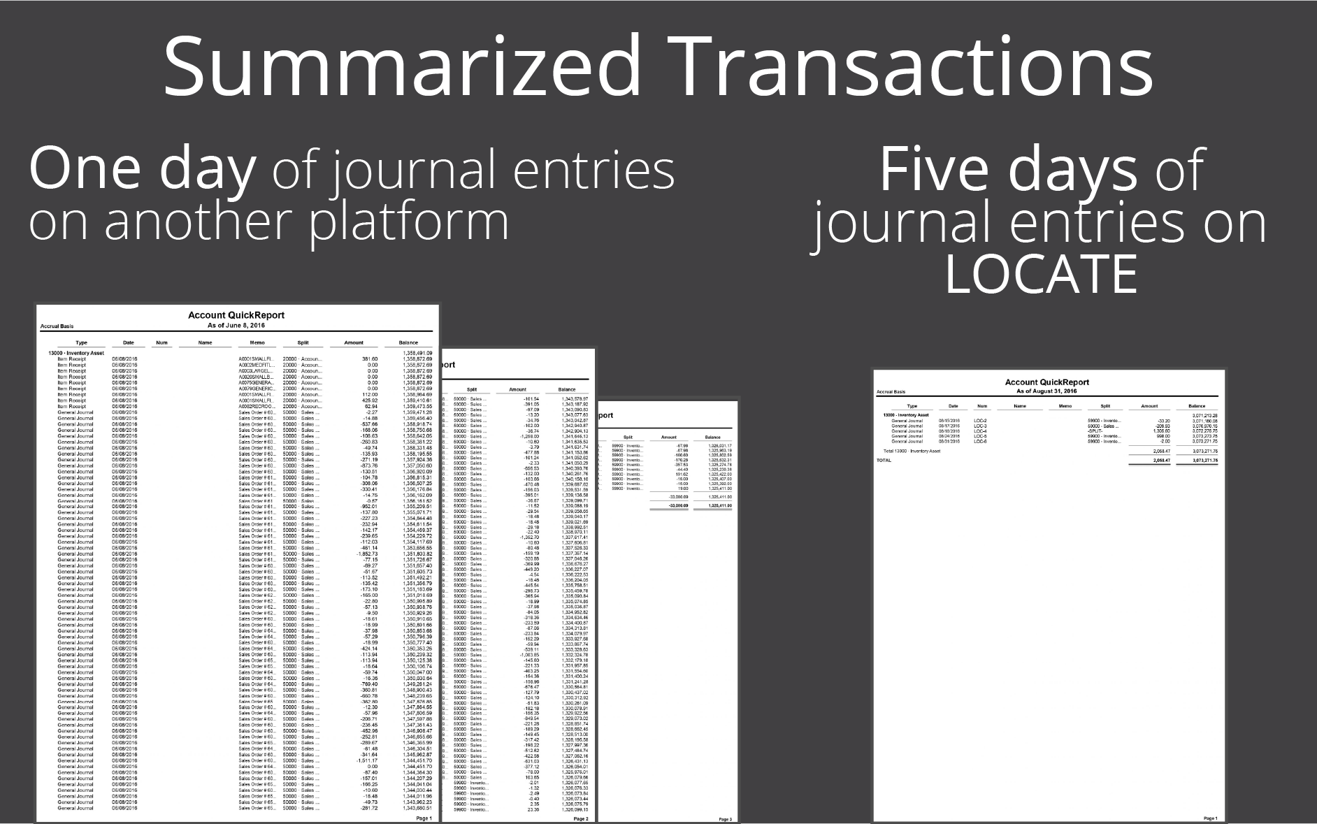Keep your financial platform running lean and clean with LOCATE's summarized accounting