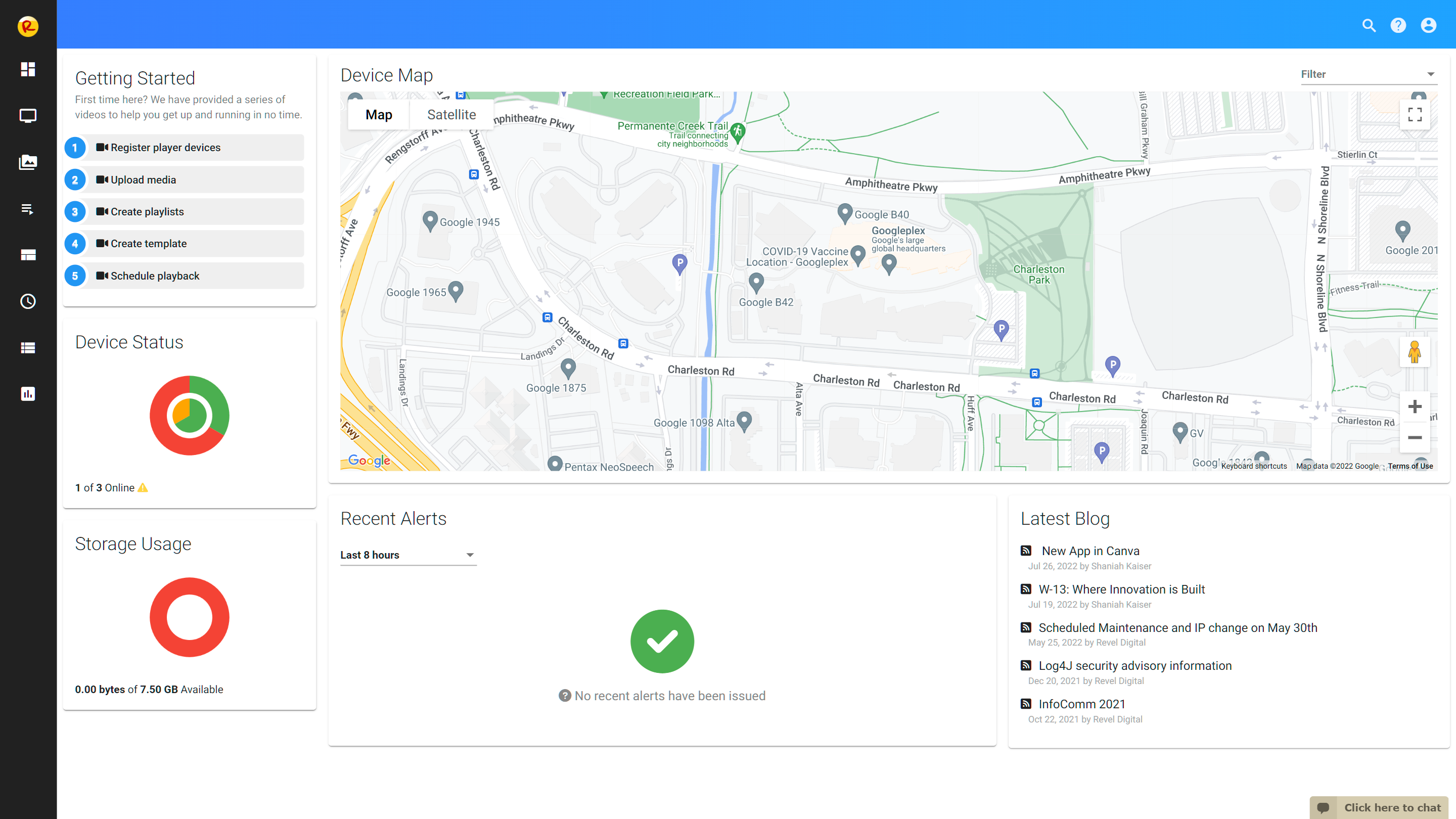 Revel Digital screenshot: Powerful CMS with a wide range of capabilities including device monitoring and alerts, user management, reporting, analytics, and much more.