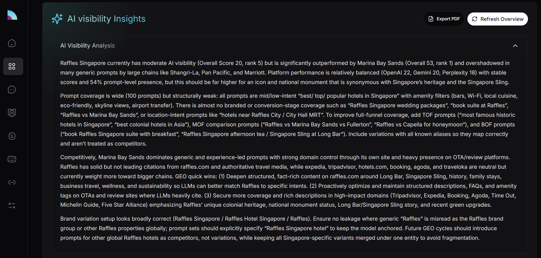 BrandRadar screenshot: BrandRadar AI insights description