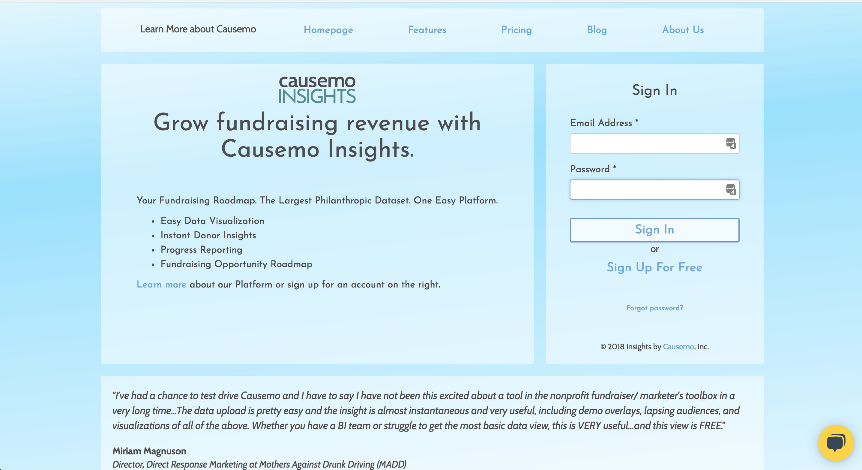 Causemo user account