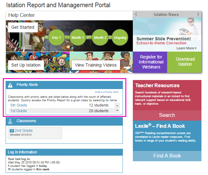 Istation management portal
